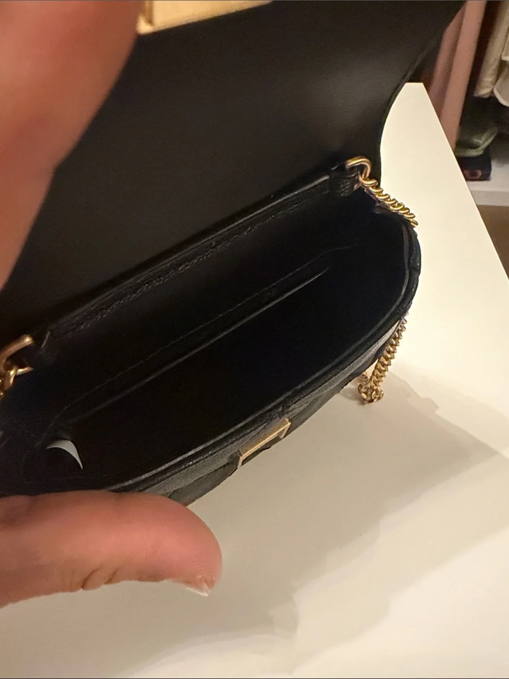 Tory Burch Willa Mini Black Quilted Leather Crossbody with Gold Chain